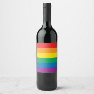 Pride Färgstark regnbågsdesign Vinflaska Etikett
