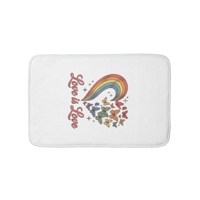 Pride Fjäril Hjärtan Kärlek Är Kärlek Tröja Design Badrumsmatta (Framsidan)