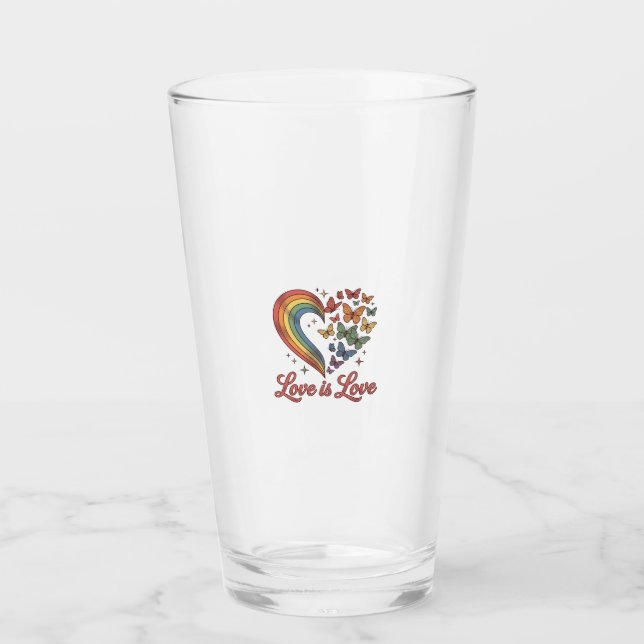 Pride Fjäril Hjärtan Kärlek Är Kärlek Tröja Design Glaskopp (Framsida)