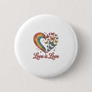 Pride Fjäril Hjärtan Kärlek Är Kärlek Tröja Design Knapp
