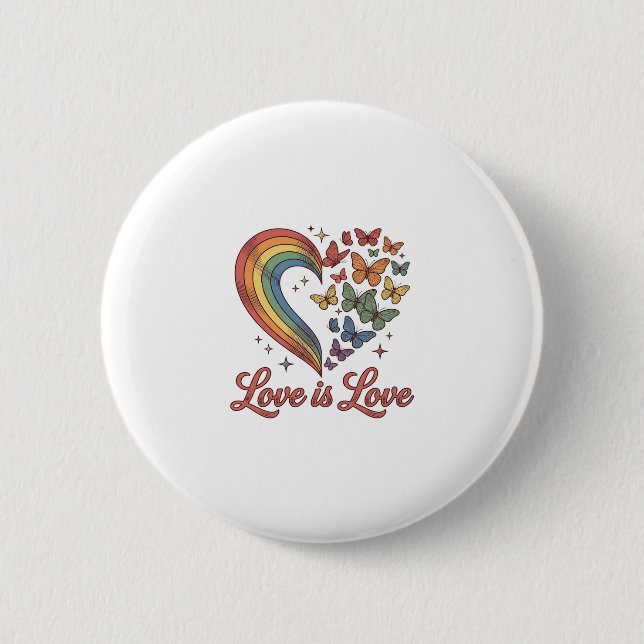 Pride Fjäril Hjärtan Kärlek Är Kärlek Tröja Design Knapp (Framsida)