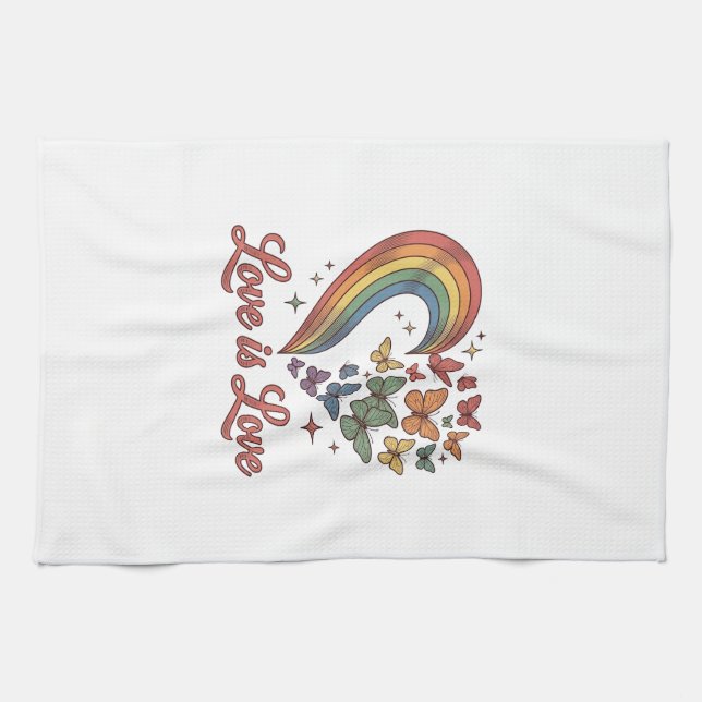 Pride Fjäril Hjärtan Kärlek Är Kärlek Tröja Design Kökshandduk (Horisontell)