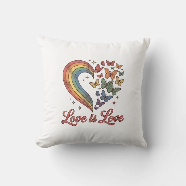 Pride Fjäril Hjärtan Kärlek Är Kärlek Tröja Design Kudde (Framsida)