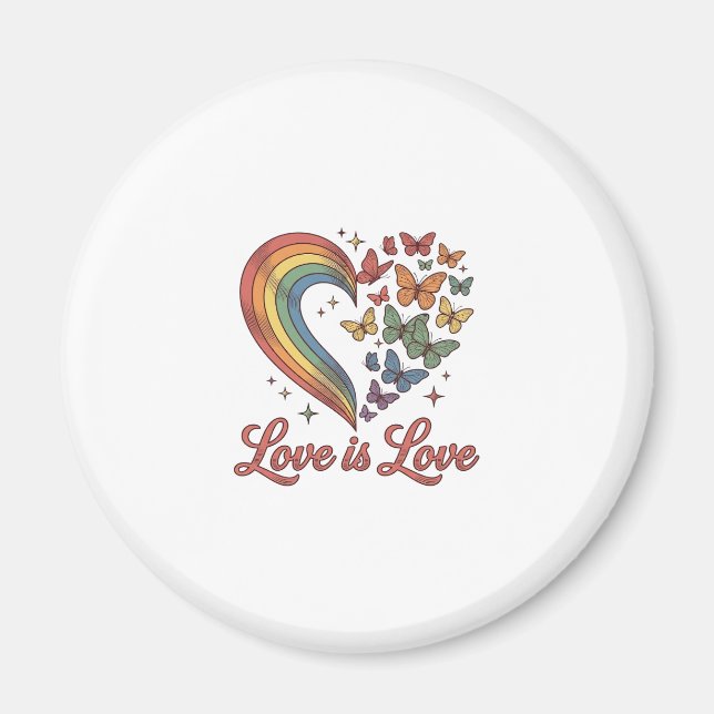Pride Fjäril Hjärtan Kärlek Är Kärlek Tröja Design Magnet (Framsidan)