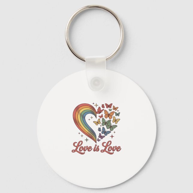 Pride Fjäril Hjärtan Kärlek Är Kärlek Tröja Design Nyckelring (Framsida)