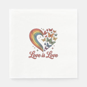 Pride Fjäril Hjärtan Kärlek Är Kärlek Tröja Design Pappersservett