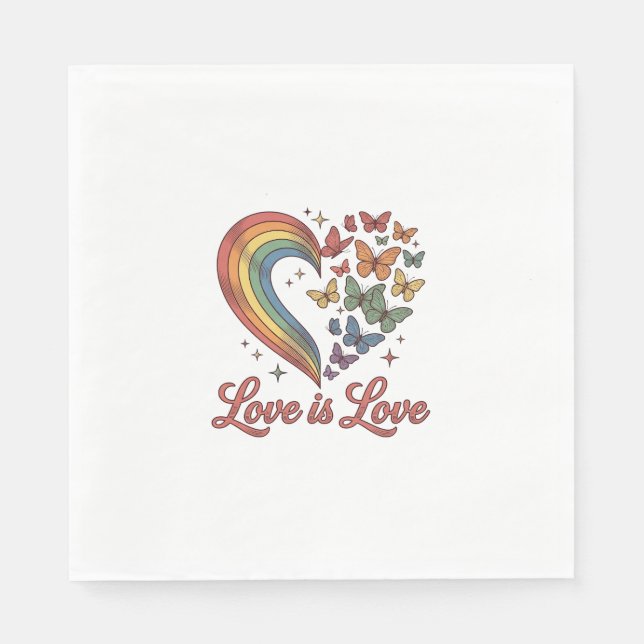 Pride Fjäril Hjärtan Kärlek Är Kärlek Tröja Design Pappersservett (Framsidan)