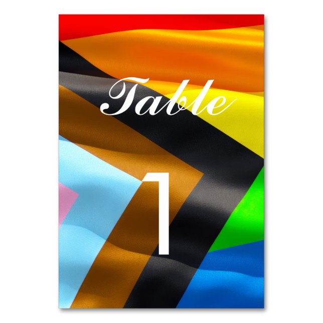 Pride Flag Typografi Bröllop Anpassad Bordsnummer (Framsidan)