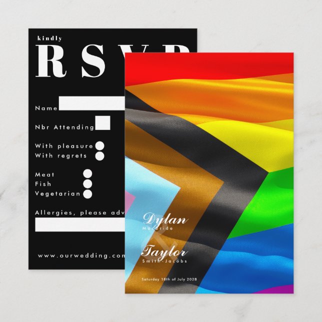 Pride Flag Typografi Bröllop Traditionell OSA Kort (Fram/baksida)