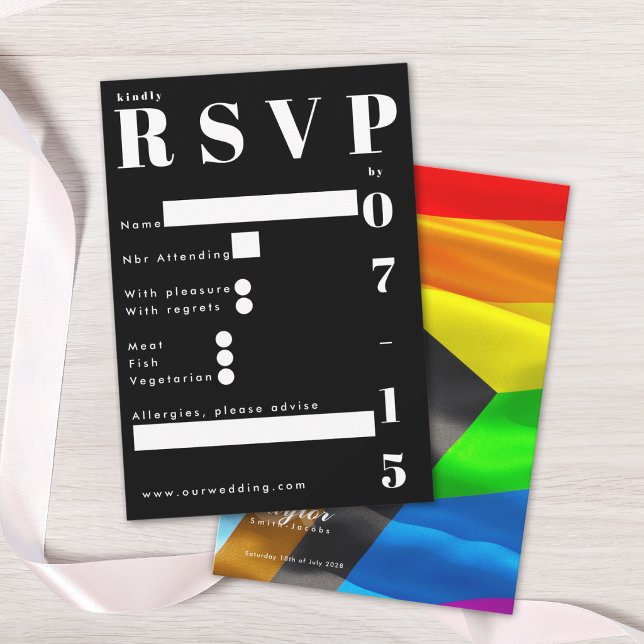 Pride Flag Typografi Bröllop Traditionell OSA Kort (Skapare uppladdad)