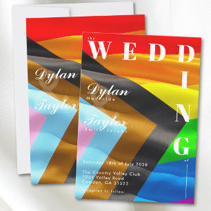 Pride Flag Typografi Fet HBTQ-bröllop Inbjudningar