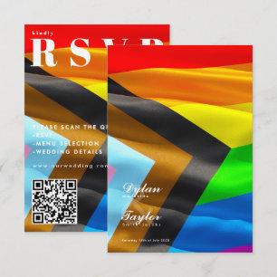 Pride Flag Typografi QR-kod Bröllops-svarskort OSA Kort