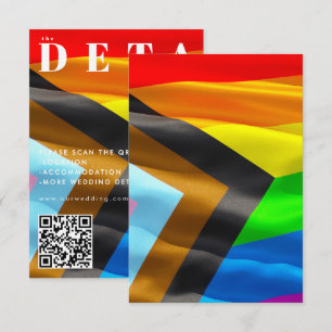 Pride Flag Typografi Svart Bröllops QR-kod Tilläggskort