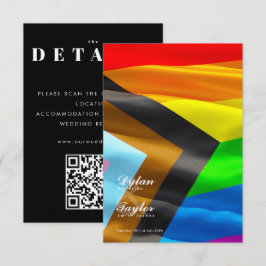 Pride Flag Typografi Svart Gay Bröllopsdetaljer Tilläggskort