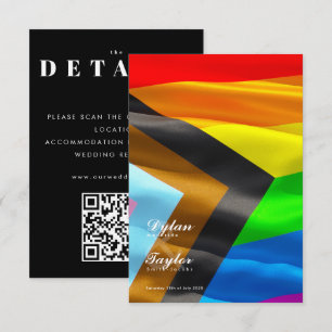 Pride Flag Typografi Svart Gay Bröllopsdetaljer Tilläggskort