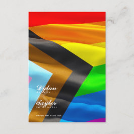Pride Flag Typografi Svart Gay Bröllopsdetaljer Tilläggskort
