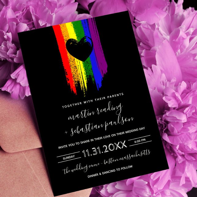 Pride Flagga Black Heart Parents som står som värd Inbjudningar (Skapare uppladdad)