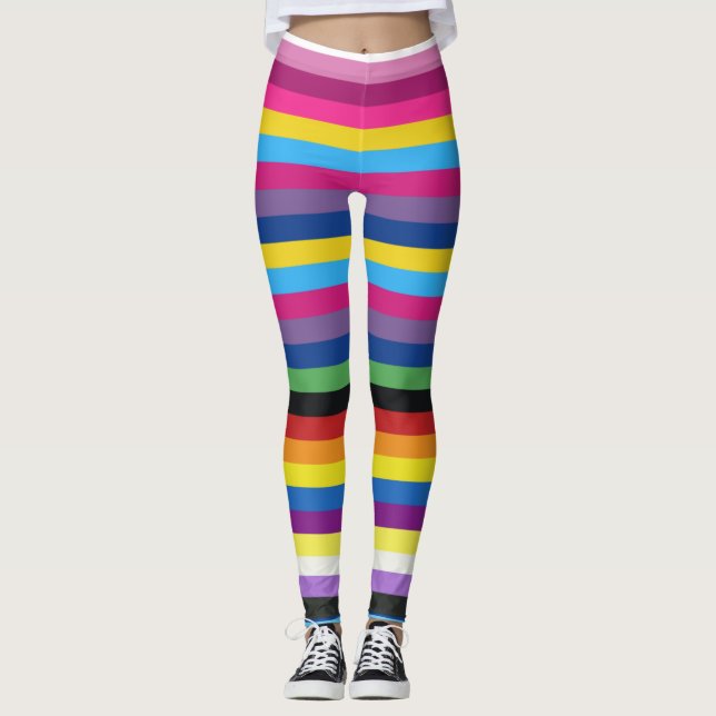 Pride Flagga Färg Rand Leggings (Framsida)