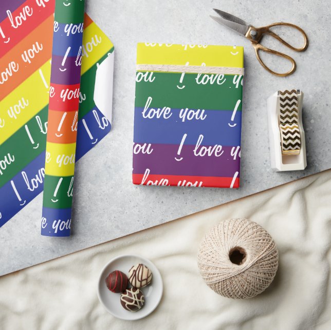 Pride Flagga HBT White I Kärlek You Presentpapper (Hantverk)