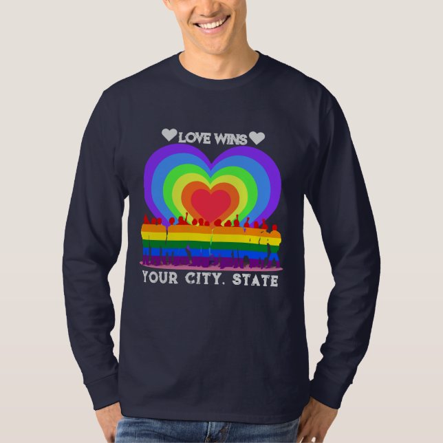 Pride Flagga Heart T Shirt (Framsida)
