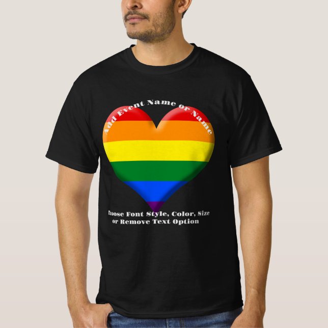 Pride Flagga Heart T Shirt (Framsida)