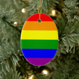 Pride Flagga HGBTQIA+ Rainbow Färg Julgransprydnad Keramik