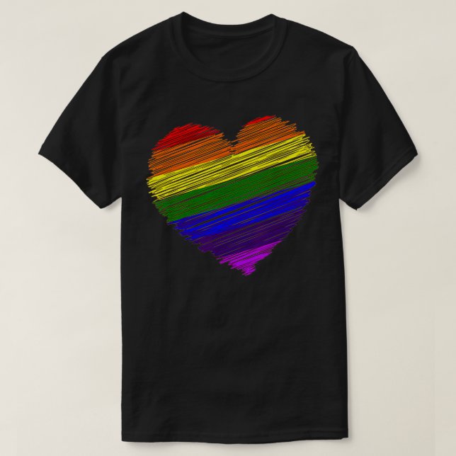 Pride Flagga, I kärlek HBT, Rainbow Färgad Heart T Shirt (Design framsida)