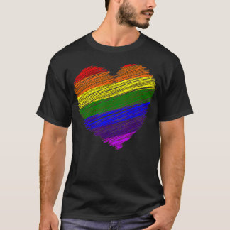 Pride Flagga, I kärlek HBT, Rainbow Färgad Heart T Shirt
