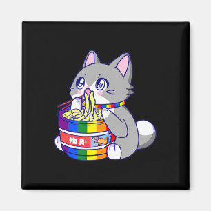 Pride Flagga med animerat Pride Katt med kattfoder Magnet