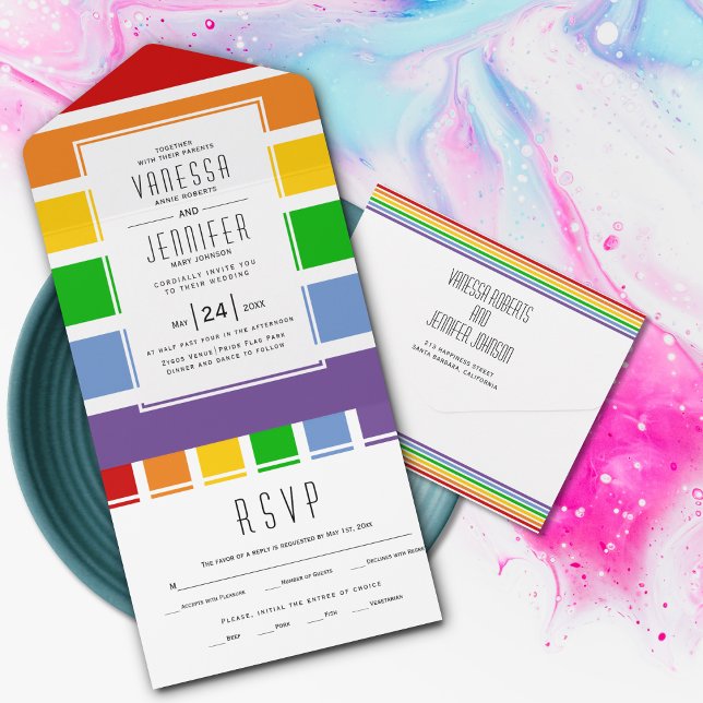 Pride flagga rand gay, lesbisk bröllop alla i ett (Skapare uppladdad)