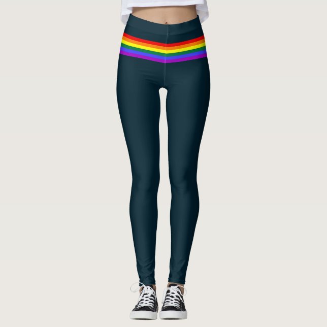 Pride flagga regnbåge, anpassningsbar Blåblått Leggings (Framsida)