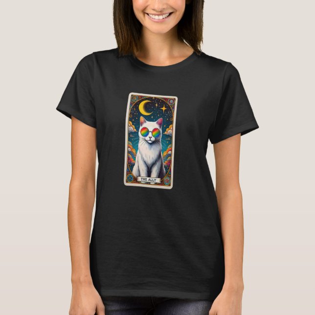 Pride för det funktionella Ally Cat Tarot Card Sun T Shirt (Framsida)