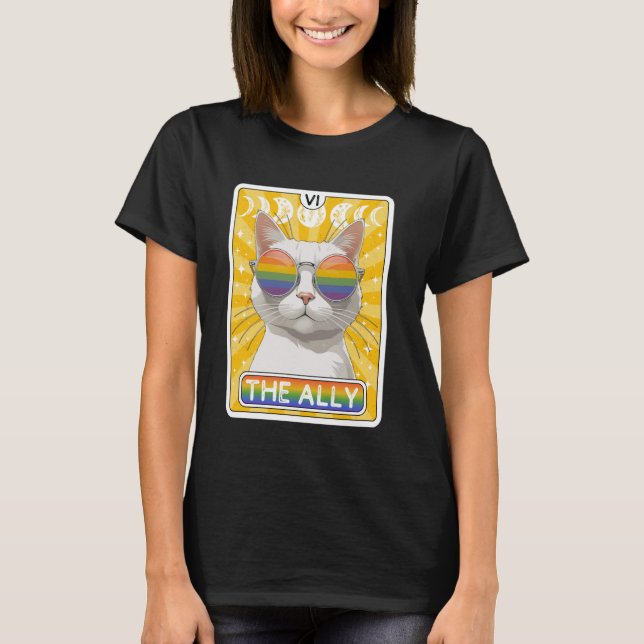 Pride för det funktionella Ally Cat Tarot Card Sun T Shirt (Framsida)