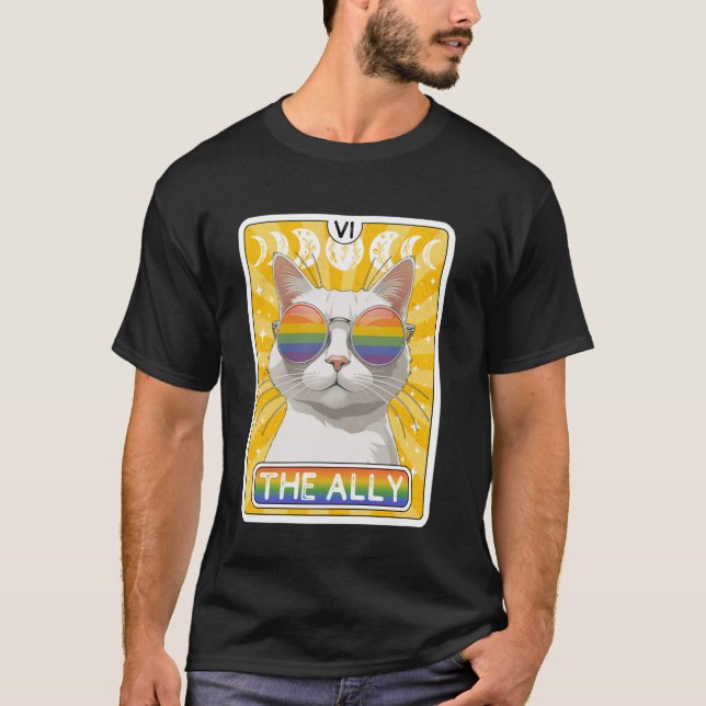 Pride för det funktionella Ally Cat Tarot Card Sun T Shirt (Framsida)