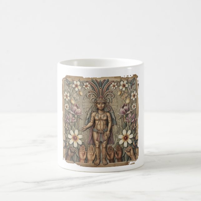 Pride för HBT-Blommigt+ Aztec- | Queer Mayan Art | Kaffemugg (Center)