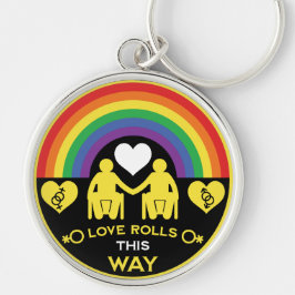 Pride för HBT TQ Gay-rullstolsfunktionsnedsättning Rund Silverfärgad Nyckelring