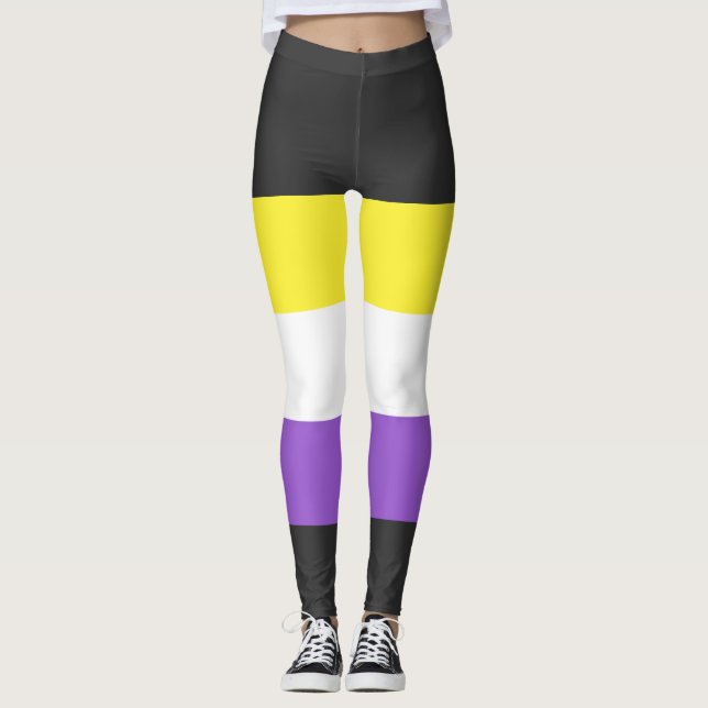 Pride för icke-binärt Flagga-regnbåge Leggings (Framsida)