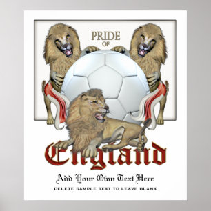 Pride för tre lejon av England fotboll Poster