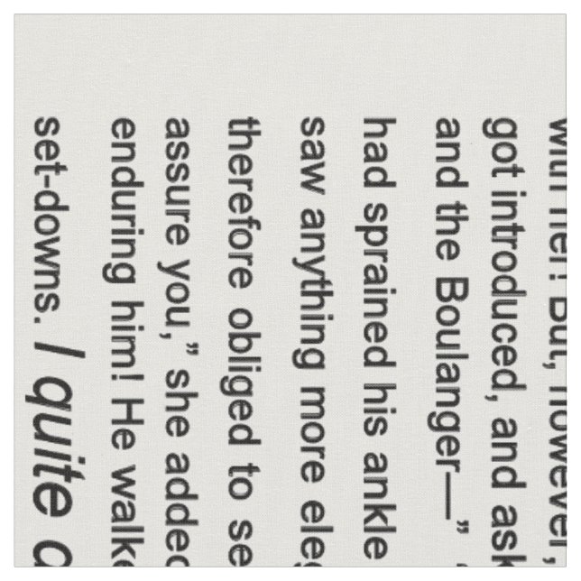 Pride & fördom, Jane Austin text Ch.1, 2,3 Tyg (Närbild)