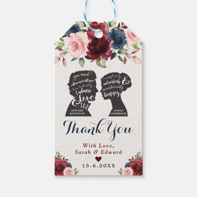 Pride Fördömer Blommigt Bok Älskare bröllopsförmån Presentetikett (Framsidan)