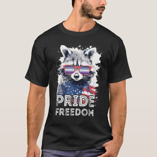 Pride Freedom  Raccoon Butch Lesbian Sunglasses Fl T Shirt (Framsida)