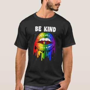 Pride Gay Be Kind Lesbisk LGBT Rainbow Läppar Grap T Shirt