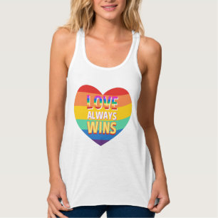 Pride gay- kärlek vinner alltid. Regnbågsfärg. Linne Med Racerback