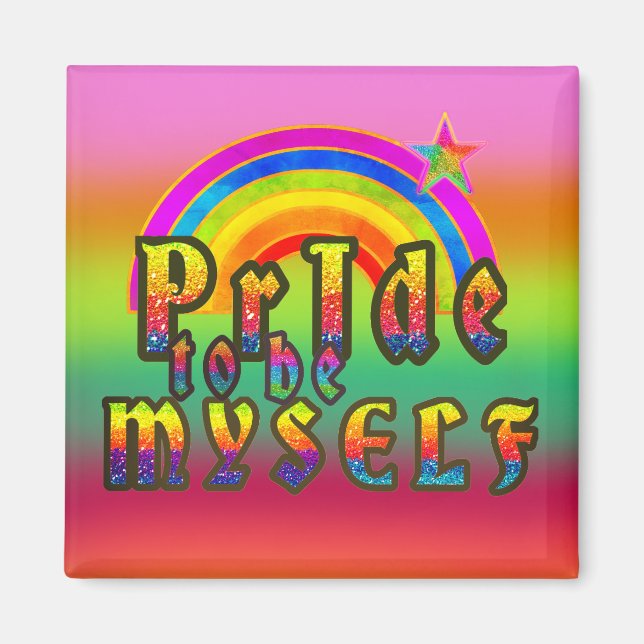 Pride Gay Lesbisk Equality Lycklig Rainbow Star Magnet (Framsidan)