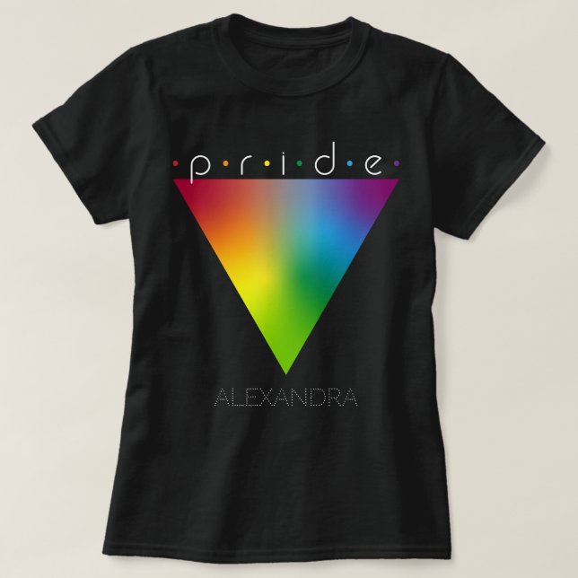Pride Gay LGBTQ-köTrendiget Regnbåge triangel Namn T Shirt (Design framsida)