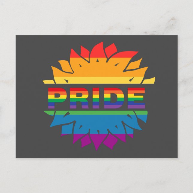 Pride-gay lgbtq-rå solros med regnbåge vykort (Framsida)