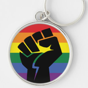 Pride Gay Pride Stå Upp Rund Silverfärgad Nyckelring