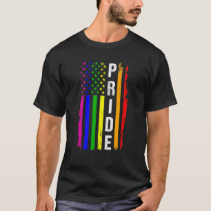 Pride Gay US Flagga Retro Lgbt Transgender Awarene T Shirt