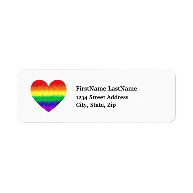 Pride Geometric Rainbow Heart LGBT Kärlek Returadress Etikett (Framsidan)