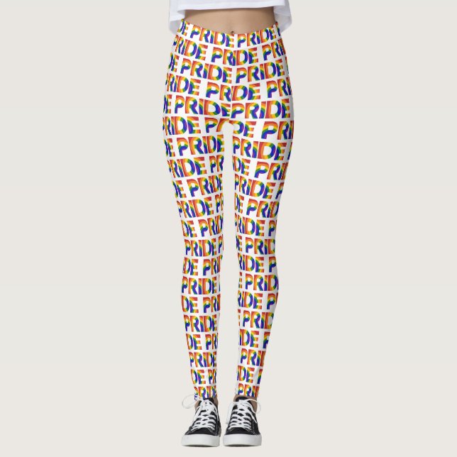PRIDE Geometric Rainbow Mönster Leggings (Framsida)